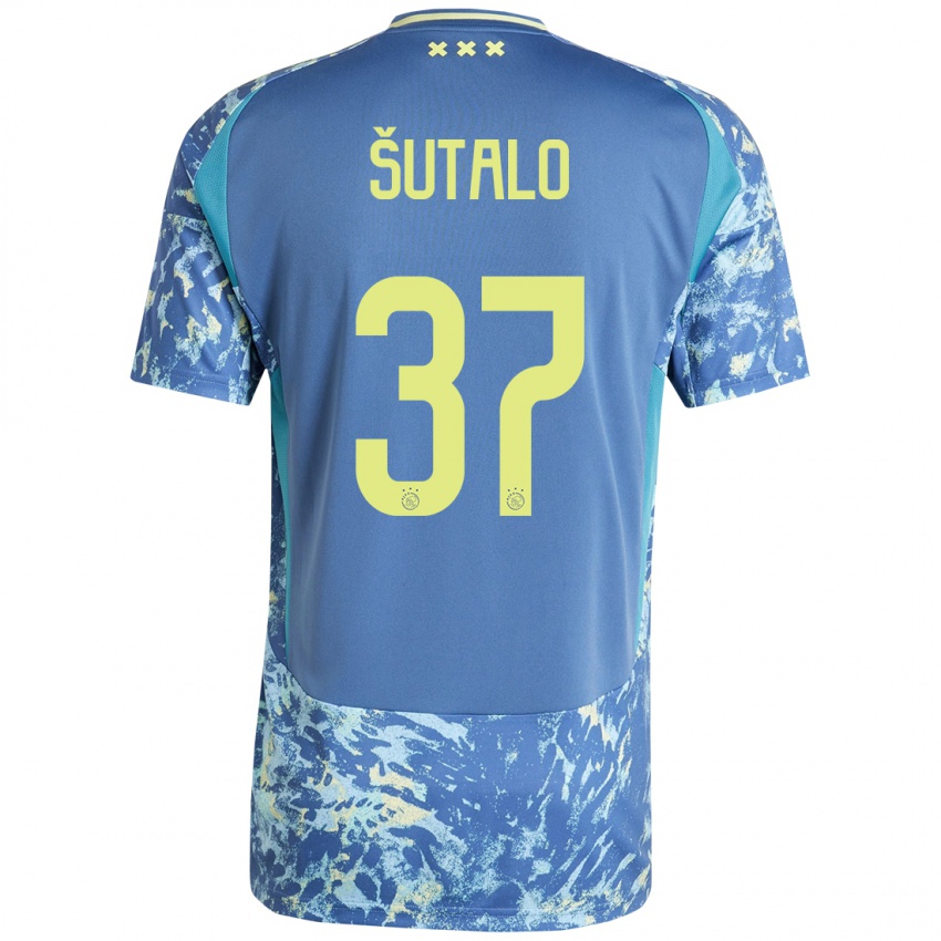 Mænd Josip Sutalo #37 Grå Blå Gul Udebane Spillertrøjer 2024/25 Trøje T-Shirt