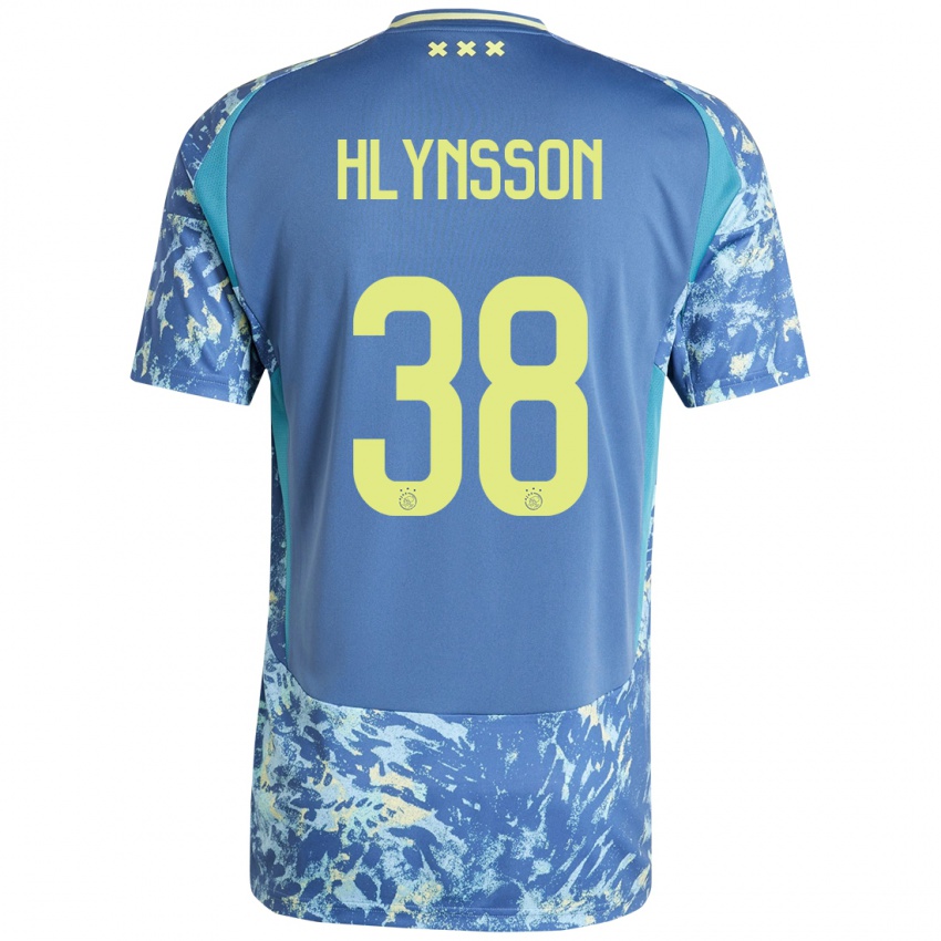 Mænd Kristian Hlynsson #38 Grå Blå Gul Udebane Spillertrøjer 2024/25 Trøje T-Shirt