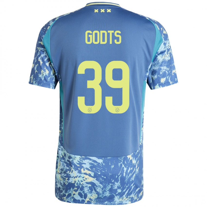 Mænd Mika Godts #39 Grå Blå Gul Udebane Spillertrøjer 2024/25 Trøje T-Shirt