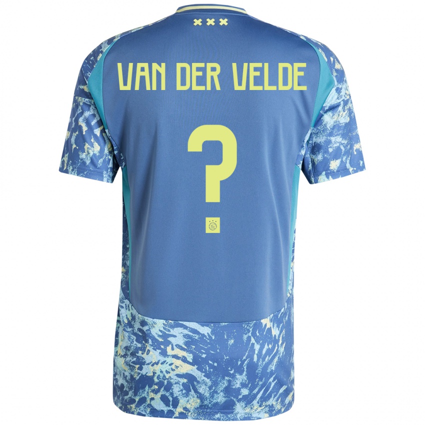 Mænd Valentijn Van Der Velde #0 Grå Blå Gul Udebane Spillertrøjer 2024/25 Trøje T-Shirt