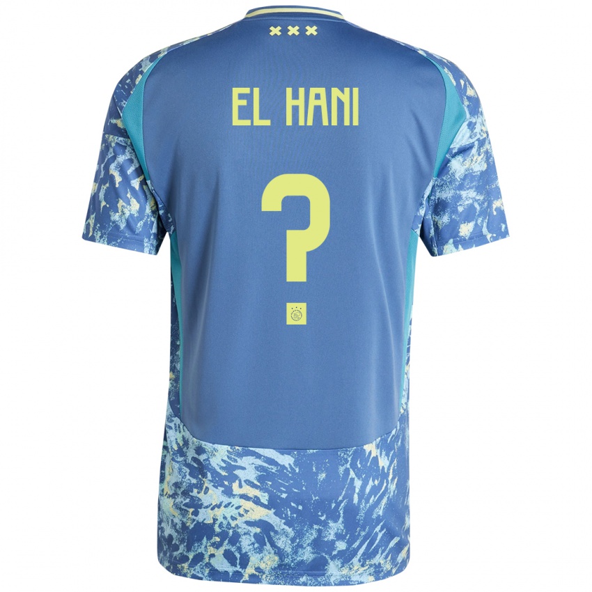 Mænd Aymean El Hani #0 Grå Blå Gul Udebane Spillertrøjer 2024/25 Trøje T-Shirt