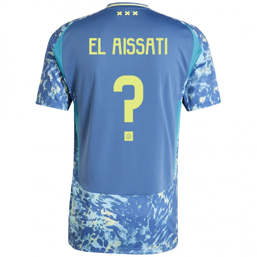 Mænd Yasser El Aissati #0 Grå Blå Gul Udebane Spillertrøjer 2024/25 Trøje T-Shirt