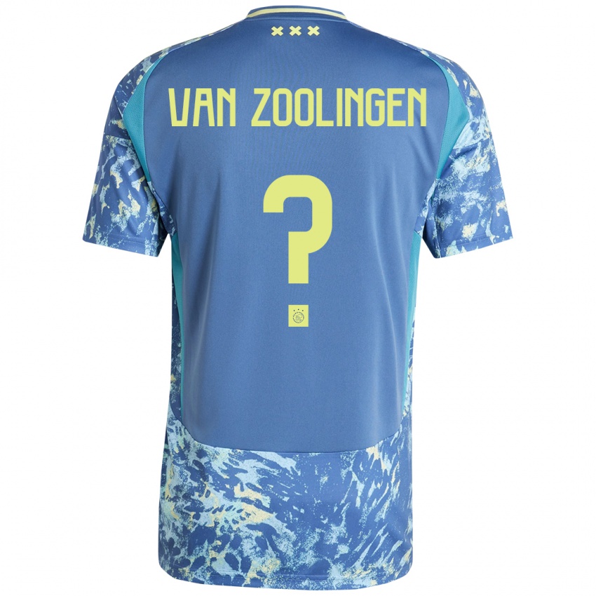 Mænd Glenn Van Zoolingen #0 Grå Blå Gul Udebane Spillertrøjer 2024/25 Trøje T-Shirt