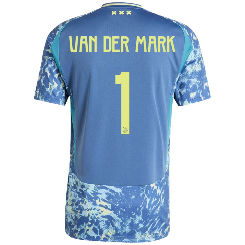 Mænd Jesper Van Der Mark #1 Grå Blå Gul Udebane Spillertrøjer 2024/25 Trøje T-Shirt