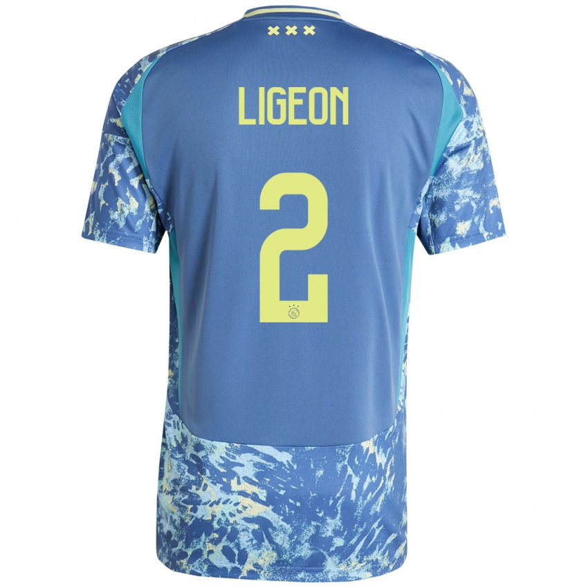 Mænd Ruben Ligeon #2 Grå Blå Gul Udebane Spillertrøjer 2024/25 Trøje T-Shirt