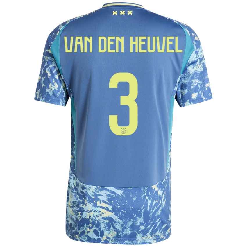 Mænd Nino Van Den Heuvel #3 Grå Blå Gul Udebane Spillertrøjer 2024/25 Trøje T-Shirt