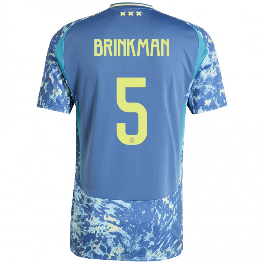 Mænd Tim Brinkman #5 Grå Blå Gul Udebane Spillertrøjer 2024/25 Trøje T-Shirt