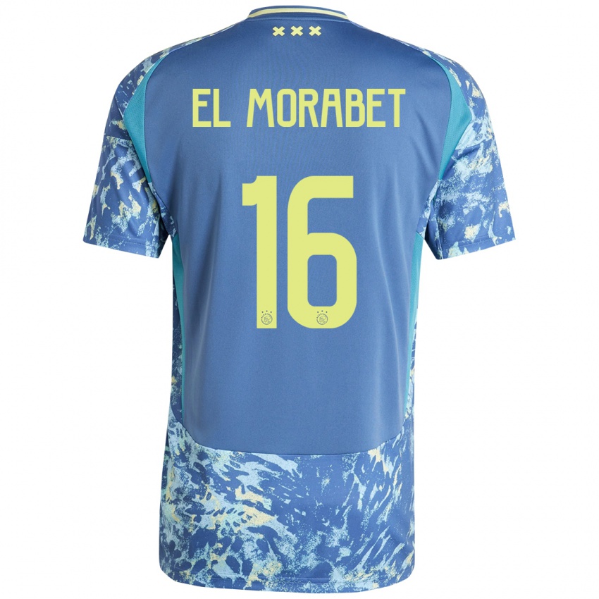 Mænd Younes El Morabet #16 Grå Blå Gul Udebane Spillertrøjer 2024/25 Trøje T-Shirt