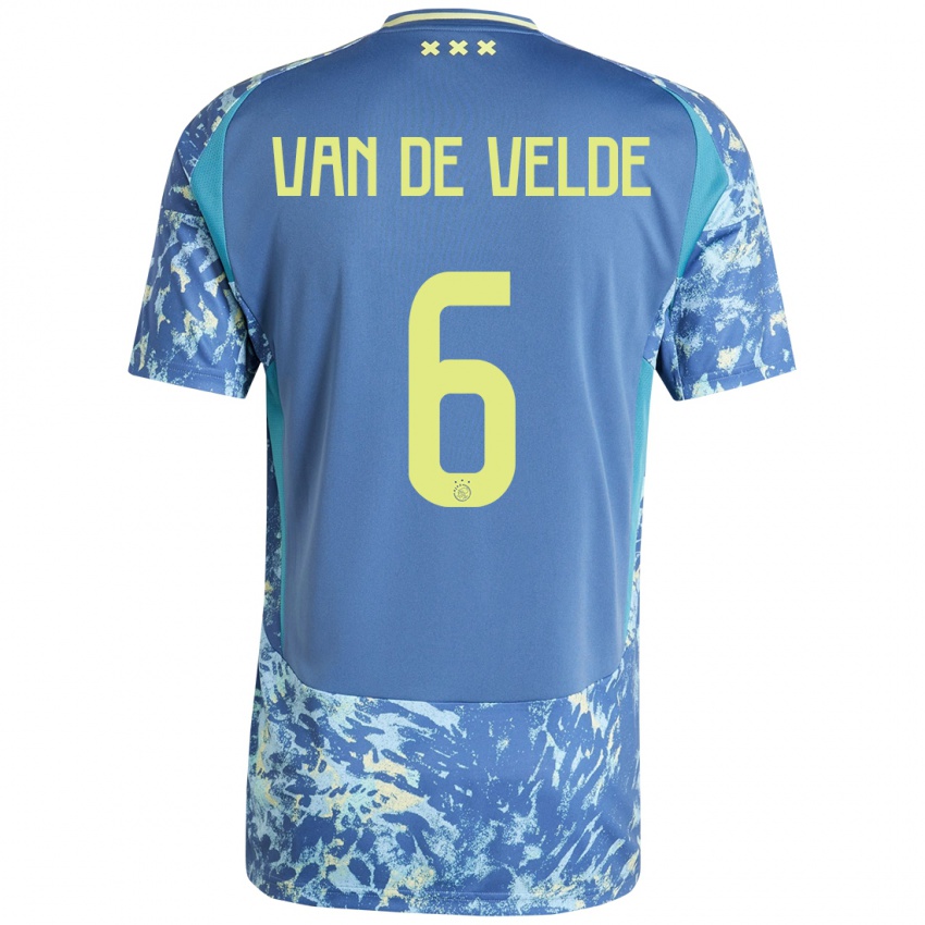 Mænd Jonna Van De Velde #6 Grå Blå Gul Udebane Spillertrøjer 2024/25 Trøje T-Shirt