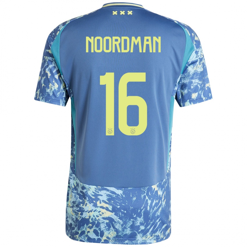 Mænd Danique Noordman #16 Grå Blå Gul Udebane Spillertrøjer 2024/25 Trøje T-Shirt