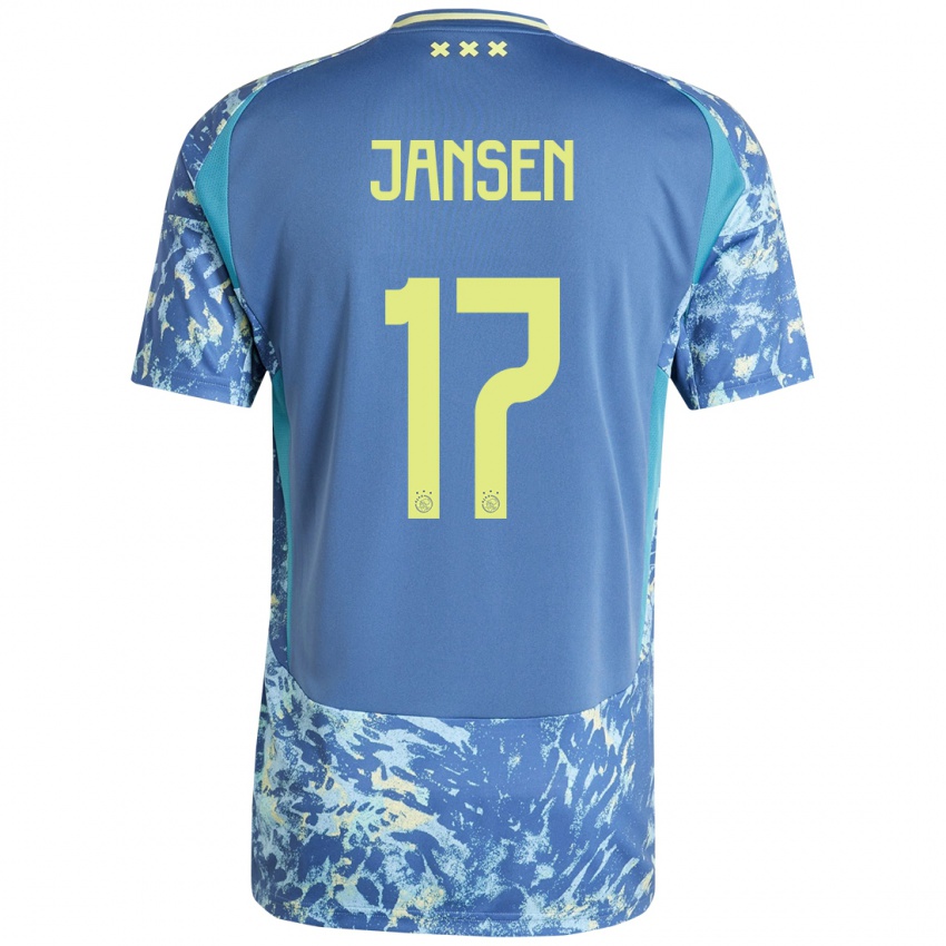 Mænd Bente Jansen #17 Grå Blå Gul Udebane Spillertrøjer 2024/25 Trøje T-Shirt