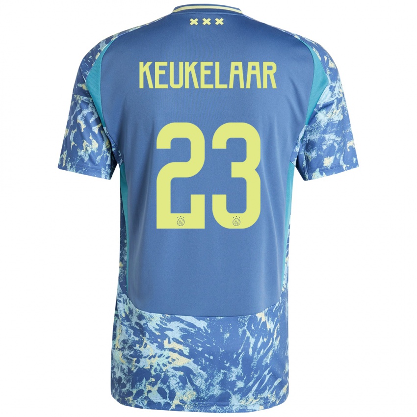 Mænd Lotte Keukelaar #23 Grå Blå Gul Udebane Spillertrøjer 2024/25 Trøje T-Shirt