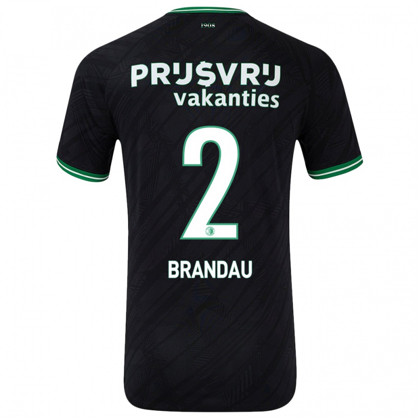 Mænd Justine Brandau #2 Sort Grøn Udebane Spillertrøjer 2024/25 Trøje T-Shirt