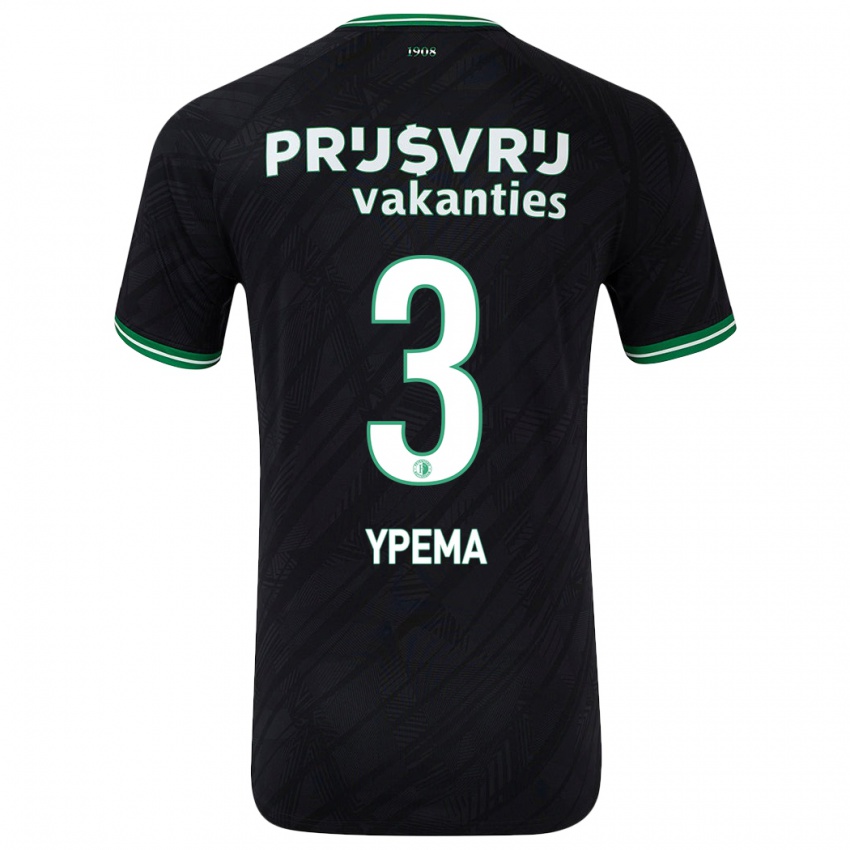 Mænd Danique Ypema #3 Sort Grøn Udebane Spillertrøjer 2024/25 Trøje T-Shirt