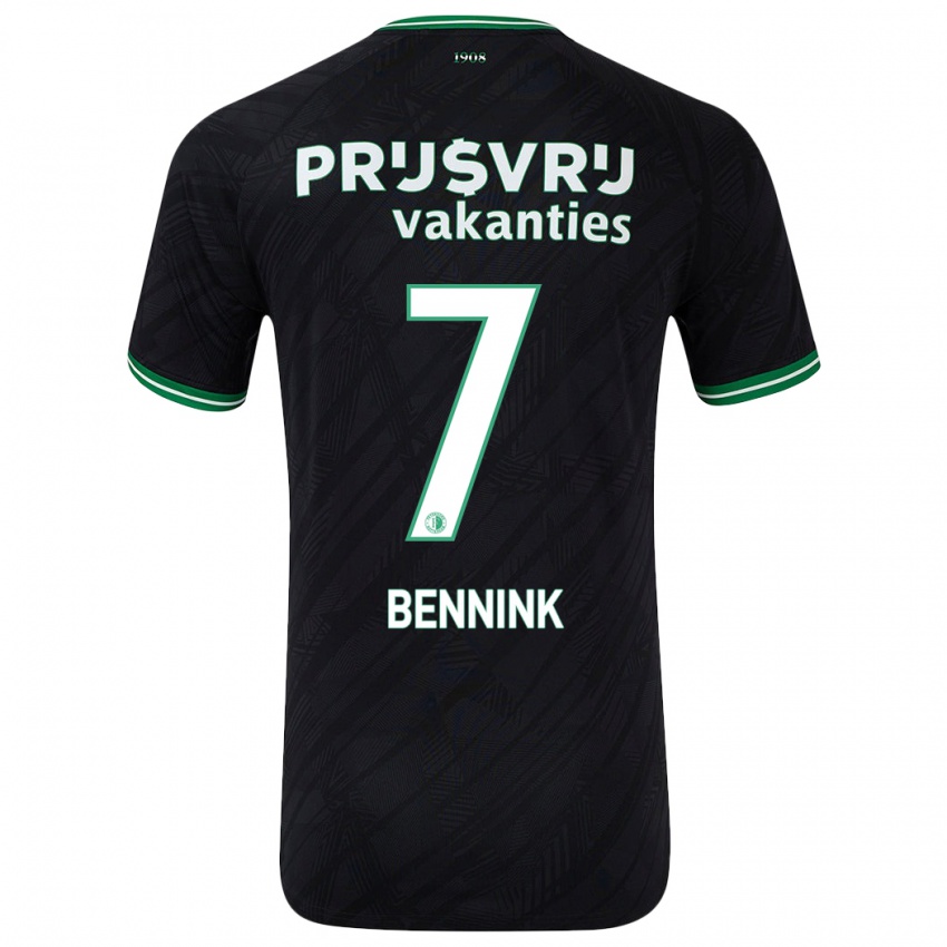 Mænd Maxime Bennink #7 Sort Grøn Udebane Spillertrøjer 2024/25 Trøje T-Shirt