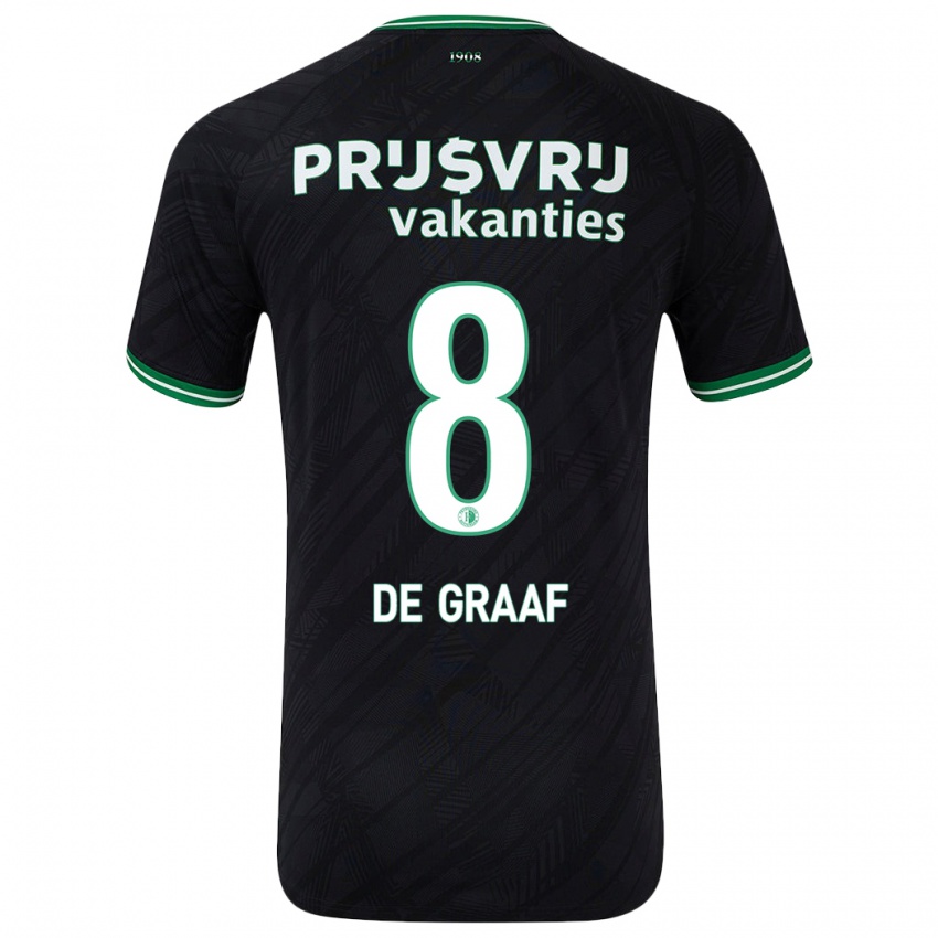 Mænd Esmee De Graaf #8 Sort Grøn Udebane Spillertrøjer 2024/25 Trøje T-Shirt