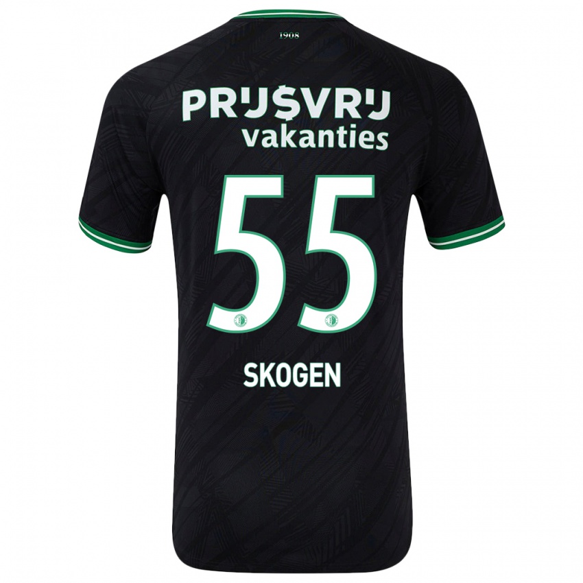 Mænd Sondre Skogen #55 Sort Grøn Udebane Spillertrøjer 2024/25 Trøje T-Shirt