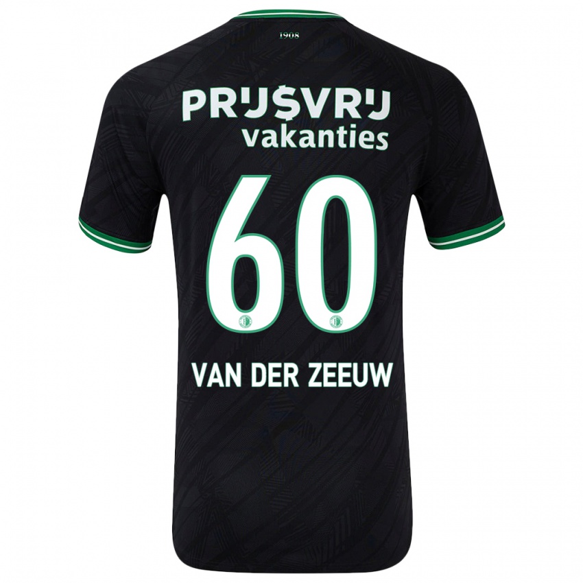 Mænd Twan Van Der Zeeuw #60 Sort Grøn Udebane Spillertrøjer 2024/25 Trøje T-Shirt