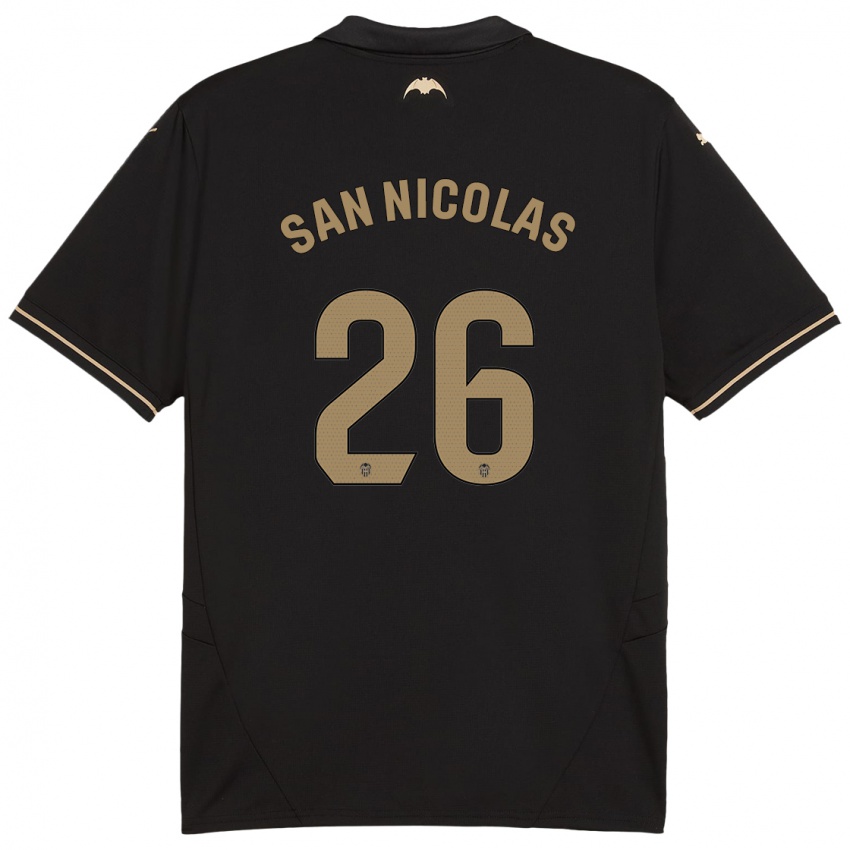 Mænd Olga San Nicolas #26 Sort Udebane Spillertrøjer 2024/25 Trøje T-Shirt