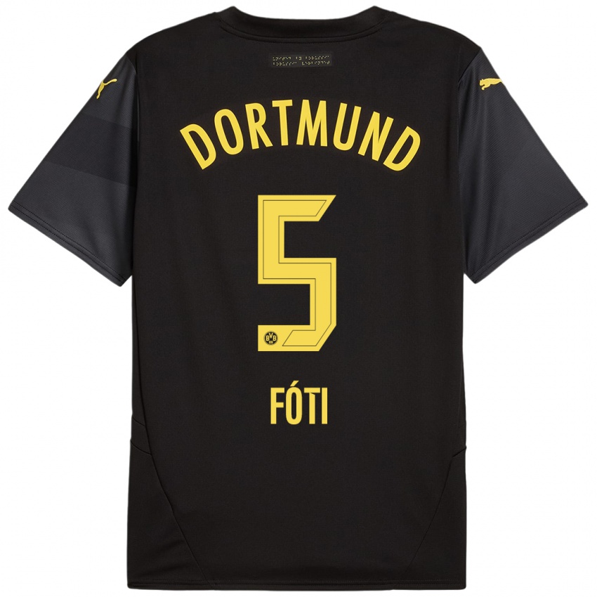 Mænd António Fóti #5 Sort Gul Udebane Spillertrøjer 2024/25 Trøje T-Shirt