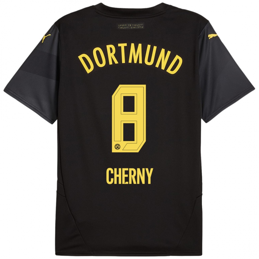 Mænd Nick Cherny #8 Sort Gul Udebane Spillertrøjer 2024/25 Trøje T-Shirt