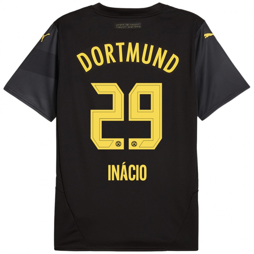 Mænd Samuele Inácio #29 Sort Gul Udebane Spillertrøjer 2024/25 Trøje T-Shirt