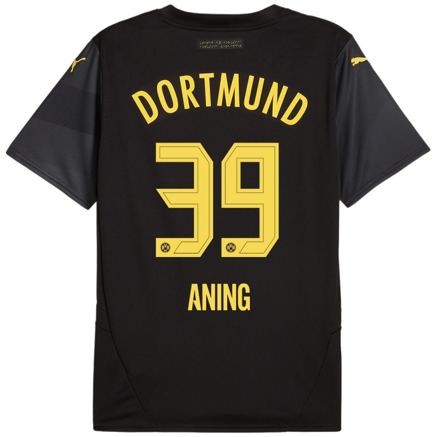 Mænd Prince Aning #39 Sort Gul Udebane Spillertrøjer 2024/25 Trøje T-Shirt