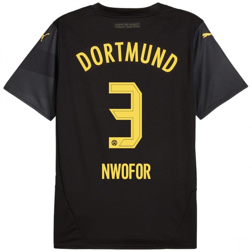 Mænd Jamie Nwofor #3 Sort Gul Udebane Spillertrøjer 2024/25 Trøje T-Shirt