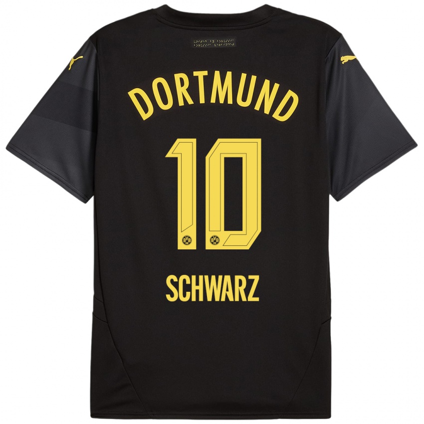 Mænd Oskar Schwarz #10 Sort Gul Udebane Spillertrøjer 2024/25 Trøje T-Shirt