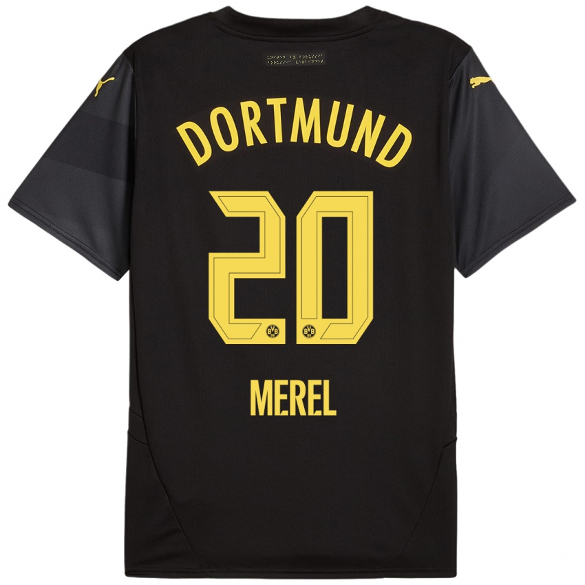 Mænd Freriks Merel #20 Sort Gul Udebane Spillertrøjer 2024/25 Trøje T-Shirt