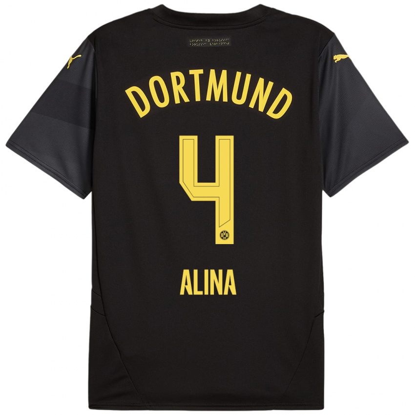 Mænd Grijseels Alina #4 Sort Gul Udebane Spillertrøjer 2024/25 Trøje T-Shirt