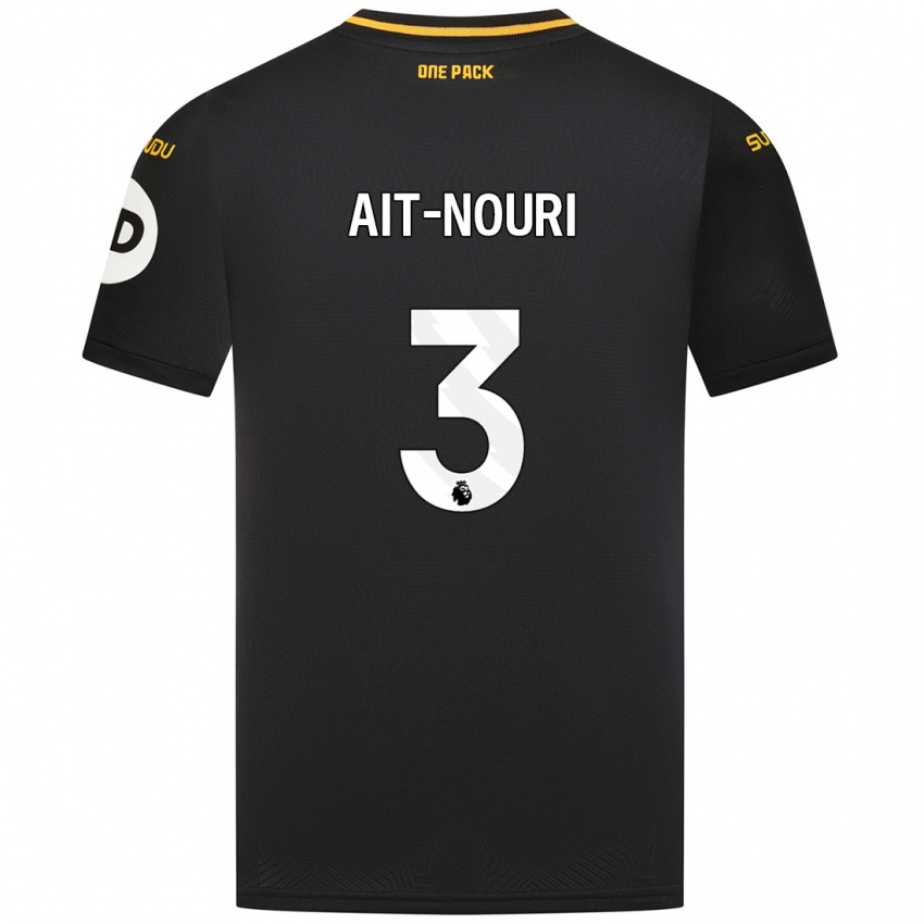 Mænd Rayan Ait Nouri #3 Sort Udebane Spillertrøjer 2024/25 Trøje T-Shirt