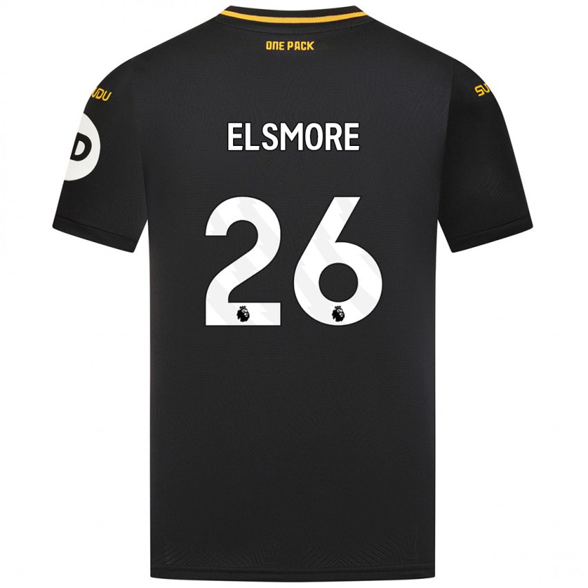 Mænd Ria Elsmore #26 Sort Udebane Spillertrøjer 2024/25 Trøje T-Shirt