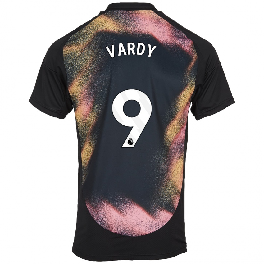 Mænd Jamie Vardy #9 Sort Hvid Udebane Spillertrøjer 2024/25 Trøje T-Shirt