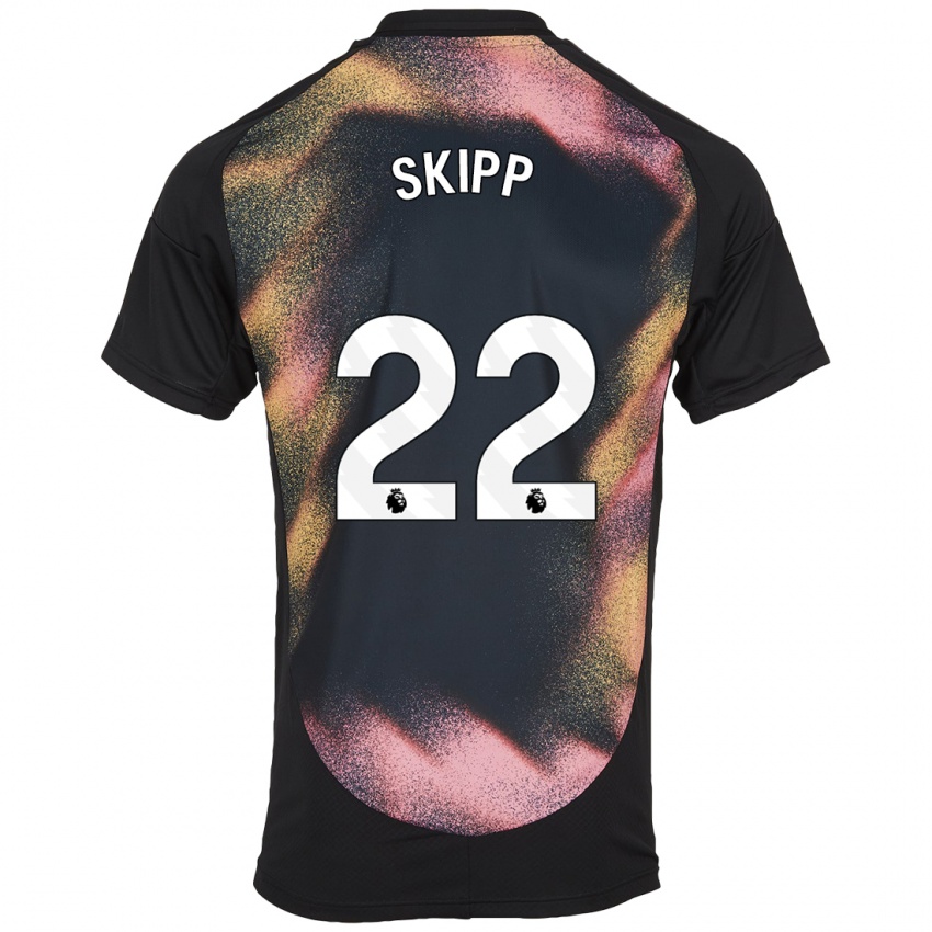 Mænd Oliver Skipp #22 Sort Hvid Udebane Spillertrøjer 2024/25 Trøje T-Shirt