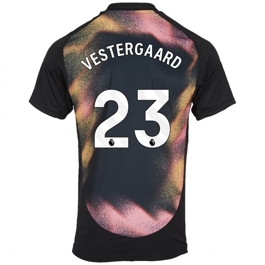 Mænd Jannik Vestergaard #23 Sort Hvid Udebane Spillertrøjer 2024/25 Trøje T-Shirt