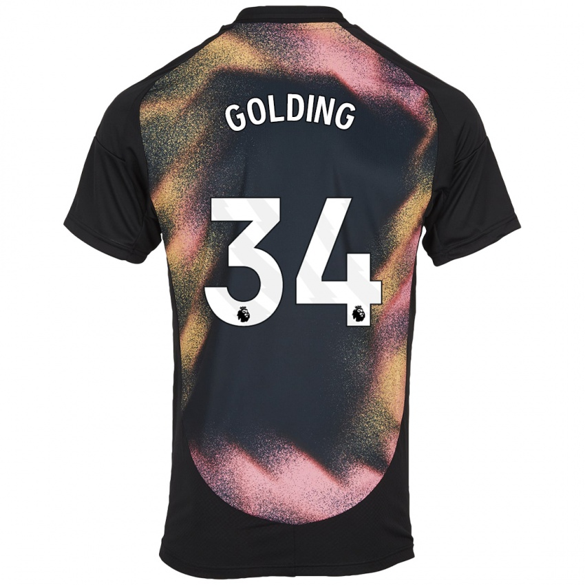 Mænd Michael Golding #34 Sort Hvid Udebane Spillertrøjer 2024/25 Trøje T-Shirt