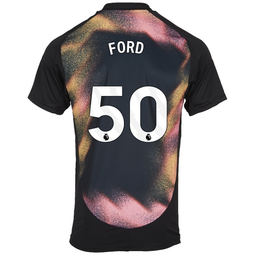 Mænd Harvey Godsmark-Ford #50 Sort Hvid Udebane Spillertrøjer 2024/25 Trøje T-Shirt