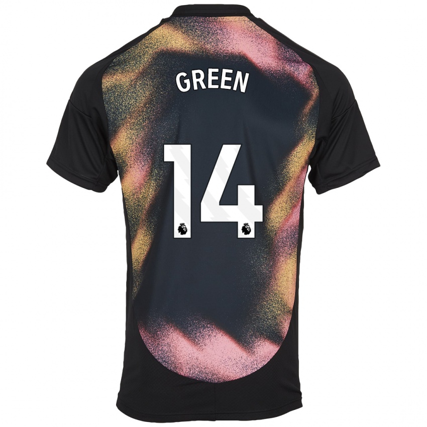 Mænd Josie Green #14 Sort Hvid Udebane Spillertrøjer 2024/25 Trøje T-Shirt