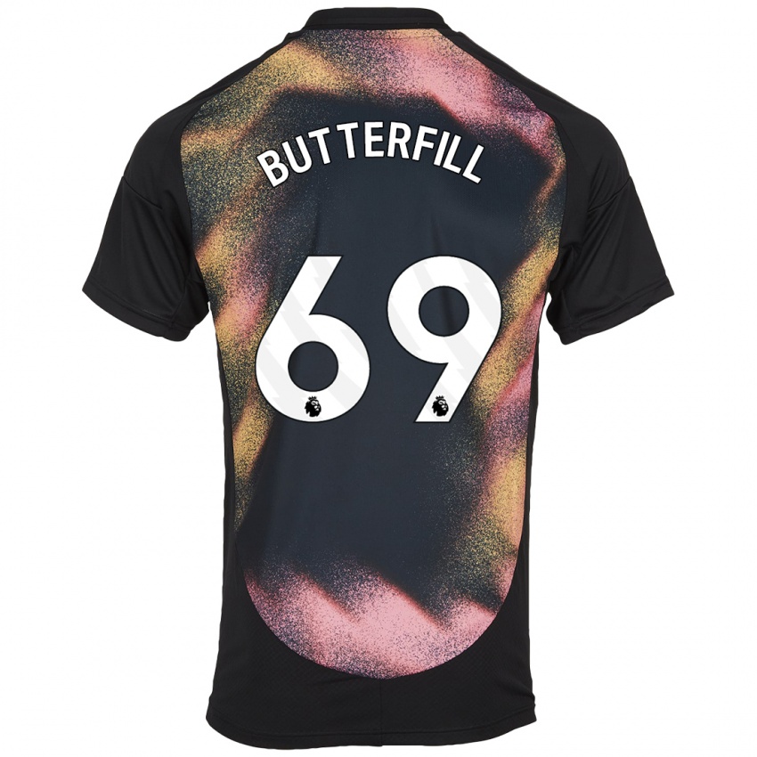 Mænd Jack Butterfill #69 Sort Hvid Udebane Spillertrøjer 2024/25 Trøje T-Shirt