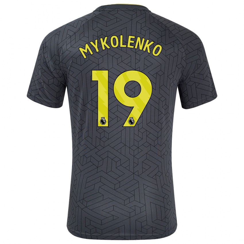 Mænd Vitaliy Mykolenko #19 Sort Gul Udebane Spillertrøjer 2024/25 Trøje T-Shirt