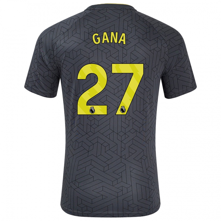 Mænd Idrissa Gueye #27 Sort Gul Udebane Spillertrøjer 2024/25 Trøje T-Shirt