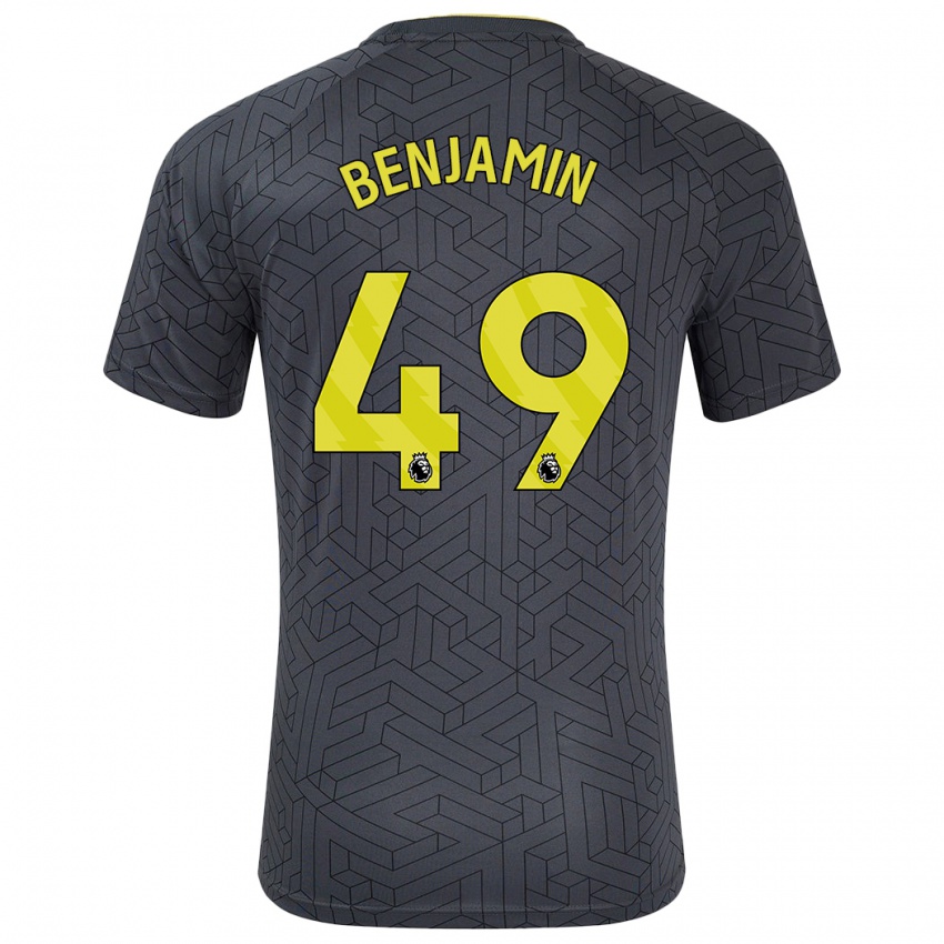 Mænd Omari Benjamin #49 Sort Gul Udebane Spillertrøjer 2024/25 Trøje T-Shirt