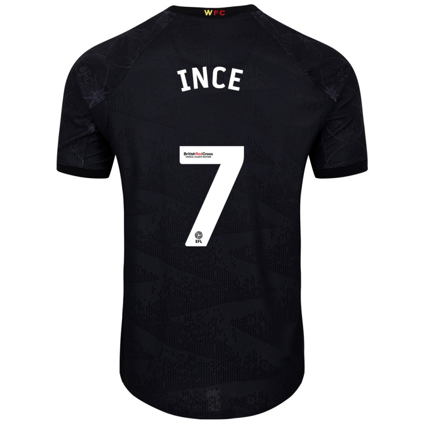 Mænd Tom Ince #7 Sort Hvid Udebane Spillertrøjer 2024/25 Trøje T-Shirt