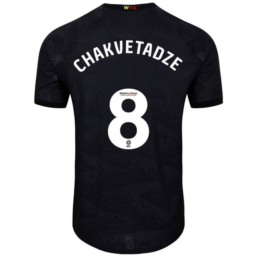 Mænd Giorgi Chakvetadze #8 Sort Hvid Udebane Spillertrøjer 2024/25 Trøje T-Shirt