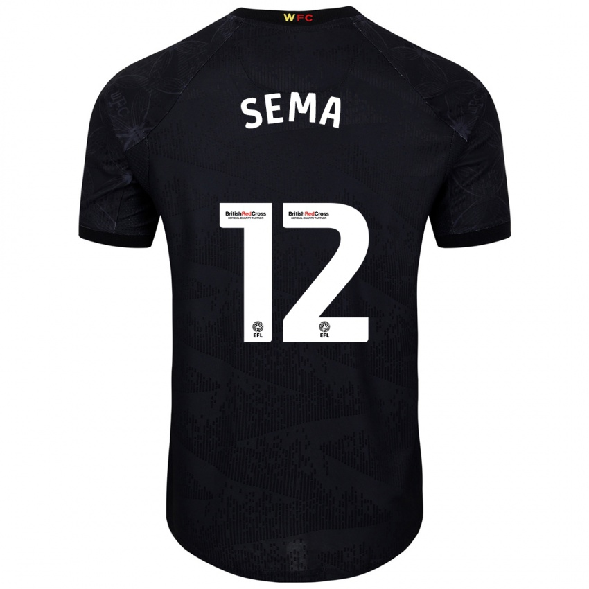 Mænd Ken Sema #12 Sort Hvid Udebane Spillertrøjer 2024/25 Trøje T-Shirt