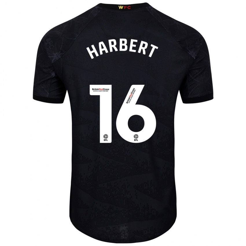 Mænd Laila Harbert #16 Sort Hvid Udebane Spillertrøjer 2024/25 Trøje T-Shirt