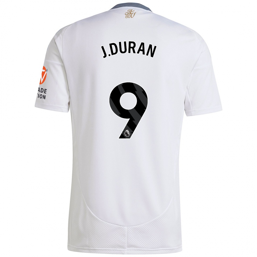 Mænd Jhon Durán #9 Hvid Udebane Spillertrøjer 2024/25 Trøje T-Shirt