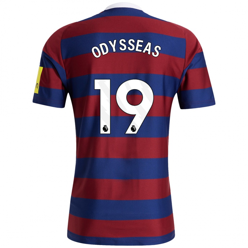 Mænd Odysseas Vlachodimos #19 Bordeaux Marineblå Udebane Spillertrøjer 2024/25 Trøje T-Shirt