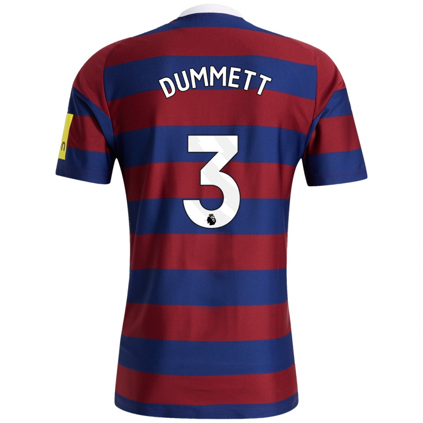 Mænd Paul Dummett #3 Bordeaux Marineblå Udebane Spillertrøjer 2024/25 Trøje T-Shirt